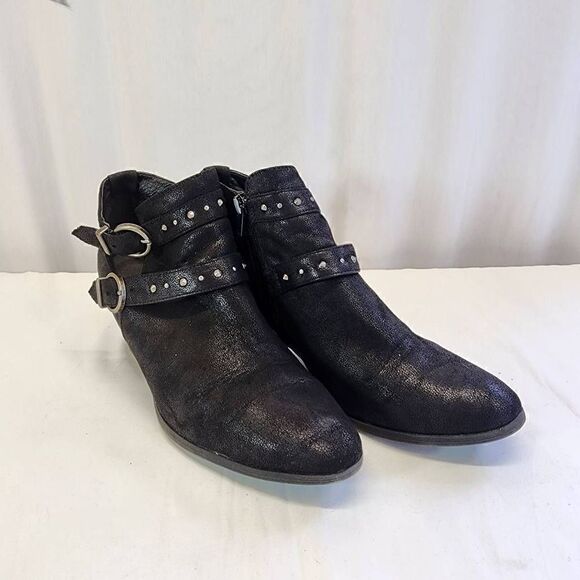 Beartraps Black Ankle Booties Rockability Buckle Size 10M - Picture 9 of 9